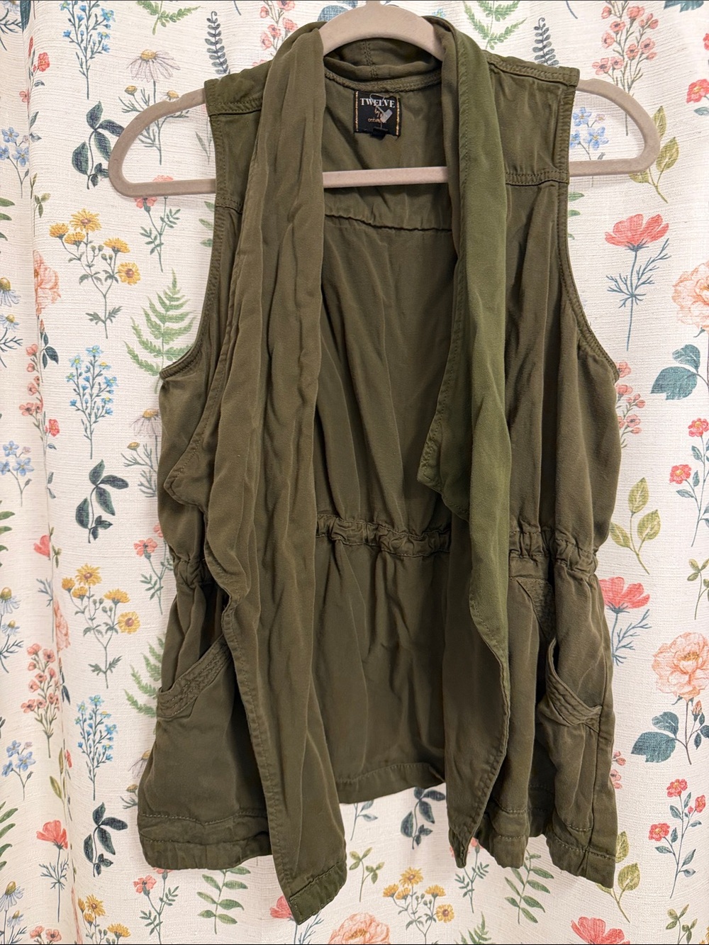 Olive Sleeveless Utility Vest by Twelfth Street